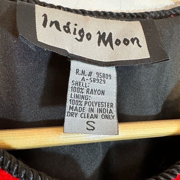 Indigo Vintage Front Button Long Sleeve Blazer Jacket Patchwork Wearable Art S - Picture 5 of 9